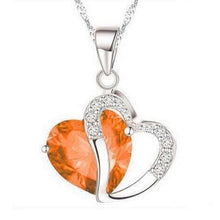 Necklace heart-shaped zircon crystal necklace chain clavicle sweater chain Women Heart Rhinestone Silver Pendant Jewelry #5-6