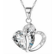 Necklace heart-shaped zircon crystal necklace chain clavicle sweater chain Women Heart Rhinestone Silver Pendant Jewelry #5-6
