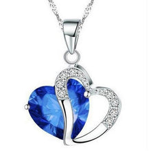 Necklace heart-shaped zircon crystal necklace chain clavicle sweater chain Women Heart Rhinestone Silver Pendant Jewelry #5-6