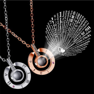 Letter Necklace 100 languages I love you Projection Pendant Necklace Women Jewelry Collier Femme Bijoux 2018 best friends Gifts
