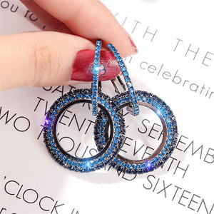 New design creative jewelry high-grade elegant crystal earrings round Gold and silver earrings wedding party earrings for woman