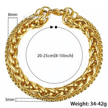 Unique Men's Bracelet Double Chain Bracelet Silver Stainless Steel Wheat Box Chain Link Bracelets Male Jewelry Dropshipping DB75