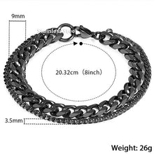Unique Men's Bracelet Double Chain Bracelet Silver Stainless Steel Wheat Box Chain Link Bracelets Male Jewelry Dropshipping DB75